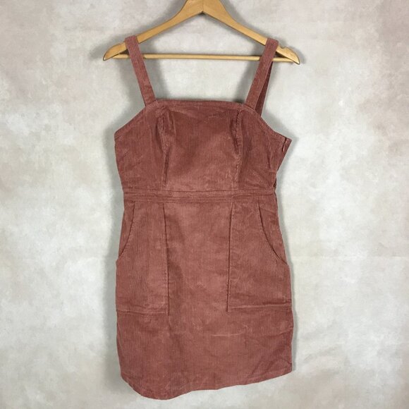 COMMON STITCH Rustic Brown Corduroy Mini Dress NEW LARGE - Picture 3 of 9